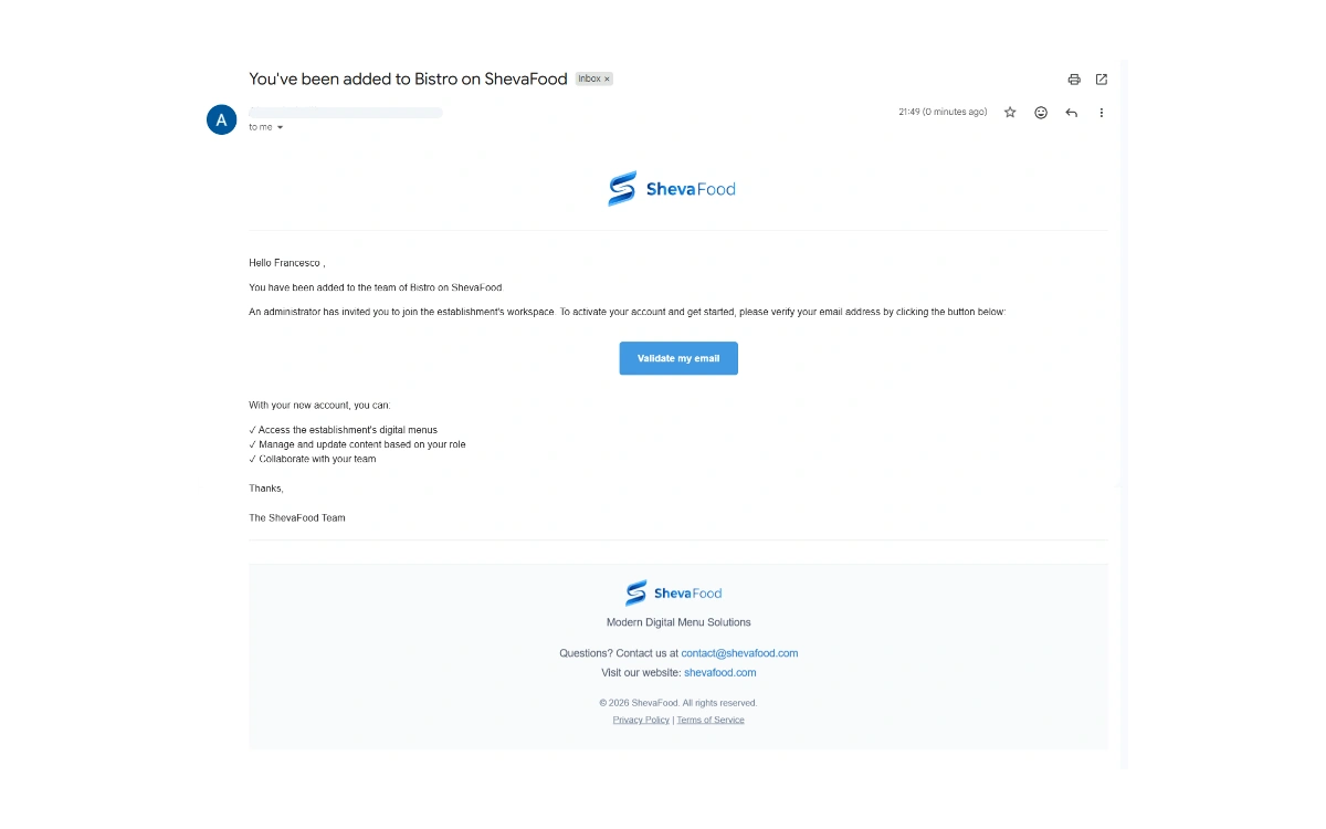 Collaborator invitation email and email verification step